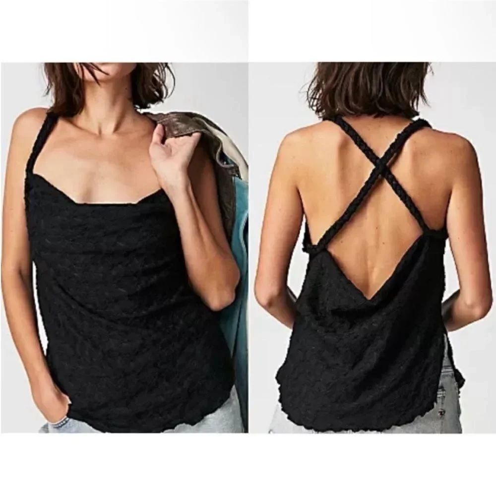 FREE PEOPLE NWT Mykonos Tank in Black Size Large